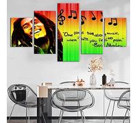 Toaueng Posters & Prints 5 Pieces Canvas Bob Marley Rasta Reggae 150×80Cm 5 Canvas Art Wall Art Five Parts Panel Painting Mural Hd Poster Modern Modular Picture