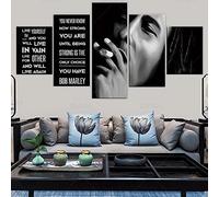 Toaueng Posters & Prints 5 Pieces Canvas Bob Marley Three Little Birds Song 150×80Cm With Frame 5 Canvas Art Wall Art Five Parts Panel Painting Mural Hd Poster Modern Modular Picture