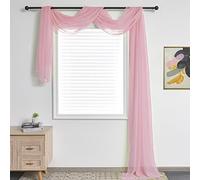TOAVA DECO Baby Pink Sheer Window Scarf Valance for Windows Baby Pink Sheer Scarf Curtains 216 Inches Long for Living Room Bedroom Curtain Drapes Wedding Party Canopy Bed 52×216
