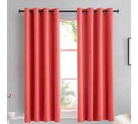 TOAVA DECO Coral Blackout Curtains 63 Inches Long for Bedroom and Living Room - Light Blocking Drapes for Kid Room Office, 52 X 63 Inch, 2 Panels With Grommets