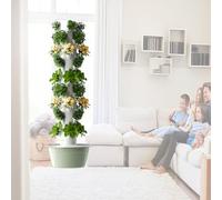 ToayNia Hydroponic Tower Hydroponics Growing Tower,Hydroponics Growing Kit Tower, Vertical Garden Planter Indoor Smart Garden Kit,For Fruits And Vegetables Black-7layers