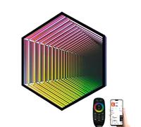 ToayNia Infinity Mirror Tunnel Lamp, Remote And App Control,Hexagon Infinity Multicolor Decorative Mirror Art Night Light,For Living Room/Bedroom/Bar 30cm/11.8"