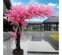 ToayNia Standing Artificial Peach Blossom Tree,Peach Blossom Tree Wishing Tree,Simulated Peach Blossom Tree,Stunning Artificial Peach Blossom Blossom Trees,For All Seasons Decoration B:5.9 * 5.9ft