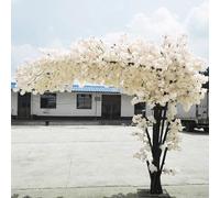 ToayNia White Artificial Cherry Blossom Trees,Beautiful Simulation Cherry Tree,With Silk Flowers/Real Wood Stems, Perfect Wedding/Mall/Hotel Decoration 2 * 2m