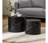 Toba Nest of Tables - Set of 2 - Oval - Black Marble Effect