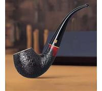 Tobacco Pipe Ebony Wooden Pipe Handmade Pipe 9mm Filter 10 Pipe Cleaning Tools (F)