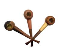 Tobacco Pipe Set of 3 - Handmade Wooden Smoking Pipes for Tobacco and Herbs - Unique 100% Natural Long Smoking Pipes