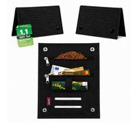 Tobacco Pouch Black - Rolling Tobacco Storage Case with 3 Zip Compartments & Snap Button - Baccy Pouch for Papers, Filters, Cards & Accessories - Compact Leather Style Tobacco Wallet for Travel