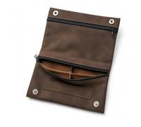 Tobacco Pouches Leather Case, Portable Storage Bag with Zip Brown