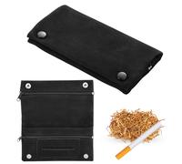 Tobacco Pouches, Premium Soft Leather Tobacco Pouch, Handmade Genuine Leather Cigarette Case for Rolling Tobacco, Durable and Stylish Tobacco Bag, Compact and Lightweight Design(Black)