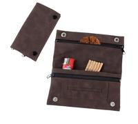 Tobacco Pouches, Waterproof Portable Tobacco Bag for Rolling Tobaccos Premium Leather Cigarette Pouch with Magnetic Buttons and Zip holder for filter tips, rolling paper for Father's Day Gift