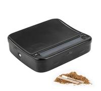 Tobacco Rolling Machine Automatic Cigarette Rolling Machine Alloy Roller 70mm Adjustable Tobacco Roller and Portable Storage Case Metal Box Smoking Accessories Gifts for Husband Grandpa Dad BF Black