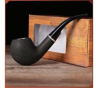 Tobacco Smoking Pipe, Rubberwood Bowl, Curved Style, Easy to Dismantle and Clean (A)