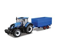 Tobar 1:32 NEW HOLLAND T7HD TRACTOR WITH HAY TRAILER, Blue