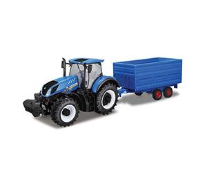 Tobar 1:32 NEW HOLLAND T7HD TRACTOR WITH HAY TRAILER, Blue