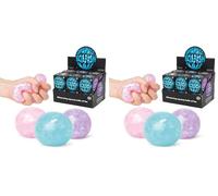 Tobar 38447 Sparkly Squish Ball, Assorted Designs and Colours,Small (Pack of 2)