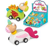 Tobar Wooden Clockwork Pull Back and Go Unicorn or Dragon Toy - 1 Design Sent at Random, Assorted Designs and Colours,38193