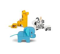 Tobar Wooden Stack and Play Safari Animal Toys - Set of 3,Assorted Designs and Colours,38183