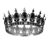 TOBATOBA Black Gothic Crown - Rhinestone Princess Wedding Birthday Tiara, corona para pastel Black Crown Cake Topper, Hair Accessories for Costume Birthday Party Prom Bride Pageant Halloween
