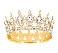 TOBATOBA Gold Queen Crowns for Women - Rhinestone Princess Wedding Birthday Tiara, corona para pastel Gold Crown Cake Topper, Hair Accessories for Costume Birthday Party Prom Bride Pageant Halloween