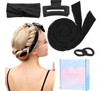 TOBATOBA Heatless Curlers Headband,Heatless Curls For Sleeping Overnight Hair Curling Set Soft Rod Headband No Heat Wave With Clip Styling Tools Long Medium Hair, Black, 1.0 count, Pack of 2