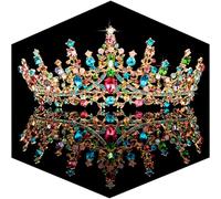 TOBATOBA Tiaras for Women, Multicolor Tiara Gold Crowns for Women, Wedding Tiara for Bride Queen Crown, Royal Princess Quinceanera Headpieces for Birthday Prom Pageant Halloween Cosplay Accessories