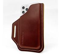 TobbinGear Leather Belt Phone Pouch, Universal Leather Phone Case with Belt Loops, Coffee