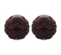 TOBBOMEY 1 Pair Wood Lion Shape Hand Balls - Fitness Chinese Health Exercise Baoding Balls for Elderly - 1.6 Inch Hand Massagers for Muscle Relaxation Therapy