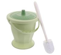 TOBBOMEY 1 Set Bedside Commode Bucket with Handle and Lid - Plastic Urinal Bottle with Cleaning Brush - Bedpan Spittoon for Elderly Pregnancy Travel Home Care Green