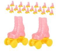 TOBBOMEY 10 Pairs Mini Roller Skates for Doll Decor Detailed Craftsmanship Four Wheel Accessories Unique Pink Finger Shoes for Miniature House Layout and Doll DIY Supply