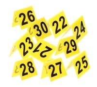 TOBBOMEY 10 pcs Acrylic Triangle Evidence Markers for Crime Scene and Table Number Signs with Black Numbers Multipurpose Markers for Role-playing Theme Parties and Educational Use