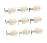 TOBBOMEY 10 Pcs Push Open Cupboard Latch with Magnetic Auto-Close Silent Buffer Damper for Furniture Doors White Round Self-Closing Hardware for Frameless and Face Frame Cabinets