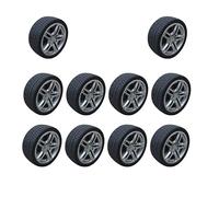 TOBBOMEY 10 Pcs Scale Rubber Small Wheels for Handmade Car Crafts Premium Rubber Material Fits Shafts Black Replacement Accessories for Models