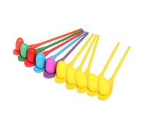 TOBBOMEY 10 Sets Wooden Egg Balance Game for Egg and Spoon Relay Race Outdoor Coordination and Balance Training Early Education Interactive Fun for Family