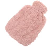 TOBBOMEY 1000Ml Refillable Winter Hot Water Bag with Pink Plush Faux Rabbit Cover, Comfortable PVC Inner Sack Hand Warmer for Outdoor and Household Use
