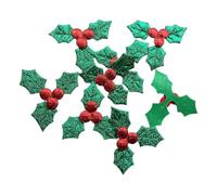 TOBBOMEY 100Pcs Christmas DIY Charms Cloth Leaf Crafting Material Gold Silver Green Leaves for Handmade Ornaments Window Decorations Holiday Wreath Accessories