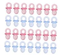TOBBOMEY 100pcs Mini Acrylic Shower Pacifier Favors Transparent Pink Blue Tiny Decoration for Boy Girl Party for Table Scatter Cupcake Toppers and Boxes