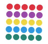 TOBBOMEY 100pcs Plastic Learning Counters Disks for Educational Math Bingo Chip Counting Discs in Red Green Yellow Purple Lake Blue for Classroom Sorting and Addition Games