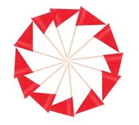 TOBBOMEY 100pcs Small Red Triangle Toothpick Flags Food Picks for Cupcake Toppers Fruit Markers Party Wedding Buffet Decorations