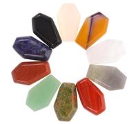 TOBBOMEY 10Pcs Coffin Shaped Natural Crystal Stones for Jewelry Making and Home Decoration Delicate Multi-Color Gemstone for Meditation Yoga Collecting and Crafting