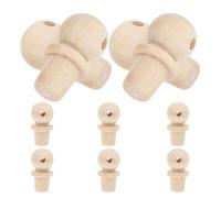 TOBBOMEY 10Pcs Large Wooden Bottle Stoppers for Wine and Water Gourds, Multi-Use Natural Wood Corks with Open Top Design, Suitable for Bottle Sealing and Craft Projects