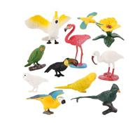 TOBBOMEY 10Pcs Mini Solid Bird Models Realistic Simulation Parrot Flamingo Educational Animal for Science Teaching and Decoration Random Color