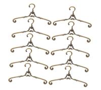 TOBBOMEY 10pcs Miniature Doll Clothes Hangers Vintage Metal Doll Closet Hangers Delicate Outfit Holders for Dollhouse Clothing and Accessories