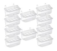 TOBBOMEY 10pcs Parrot Feeding Station with Anti-splash Design Hanging Plastic Bird Cage Food Dishes for Parakeets Finches and Birds Detachable No-spill Bowls for Cleaner Water and Easy