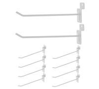 TOBBOMEY 10pcs Pegboard Hooks Heavy-Duty Iron Utility Display Hooks for Tools and Goods Shelf Versatile Wall Mount Hangers for Garage Workshop Retail Store White Wire