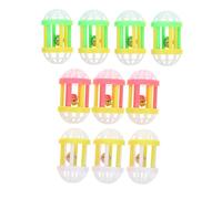 TOBBOMEY 10Pcs Wear-resistant Kitten Teaser Bells Interactive Cat Bright Colors Plastic Material for Indoor Cats Fun Hunting Stimulation and Iq Boost Random Color