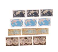 TOBBOMEY 12 Scale Mini House Decor Paper Wall Maps for Dollhouse Accessories in Blue, Black, Coffee, and Yellow Colors