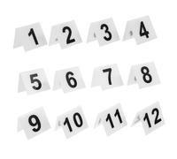 TOBBOMEY 12pcs Acrylic Table Tent Cards Number Markers Double-sided Reusable for Detective Game Role Identification Halloween Party Decorations