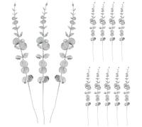 TOBBOMEY 12pcs Faux Eucalyptus Stems Dark Green Leaves Artificial Eucalyptus Branches Decorative Leaf Stems for Wedding Centerpiece and Farmhouse Home Floral Arrangement