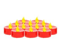 TOBBOMEY 12pcs Flameless LED Candle Lamps Smokeless Flickering Plastic Decorative Lights for Party Wedding Home Use Lightweight Battery Operated Yellow Glow